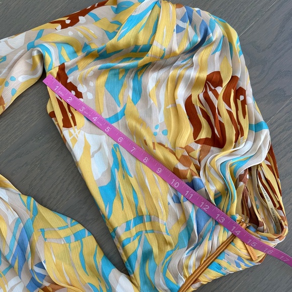 Bronx and Banco Jafari Isla Dress Yellow One Shoulder Maxi Floral Cut Out Sz XS - Picture 10 of 11